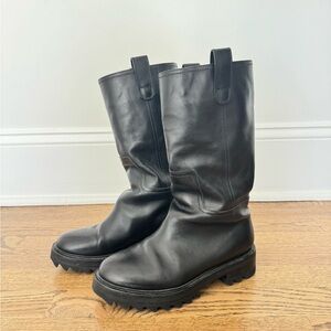 Tamara Mellon Black Combat & Moto Boots